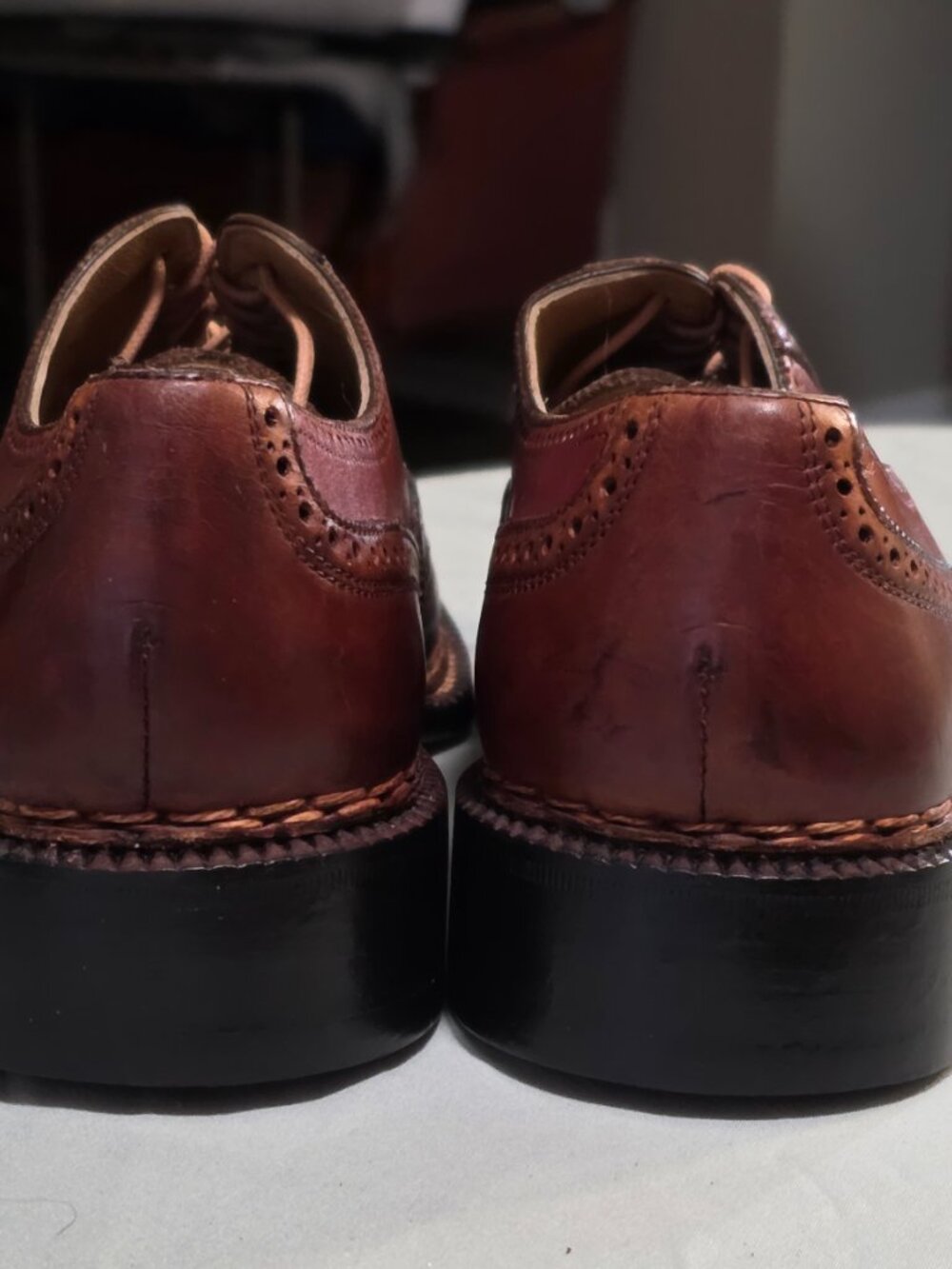 Lidfort 8-M Mens Red and Brown Mens Wingtip Oxford Dress Shoes - Picture 11 of 13